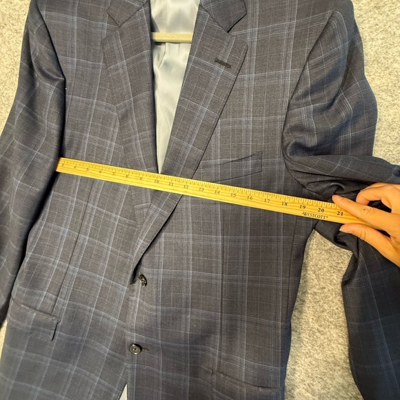Ermenegildo Zegna Men's Navy Plaid Wool Suit Jacket Blazer 56L - Picture 4 of 11